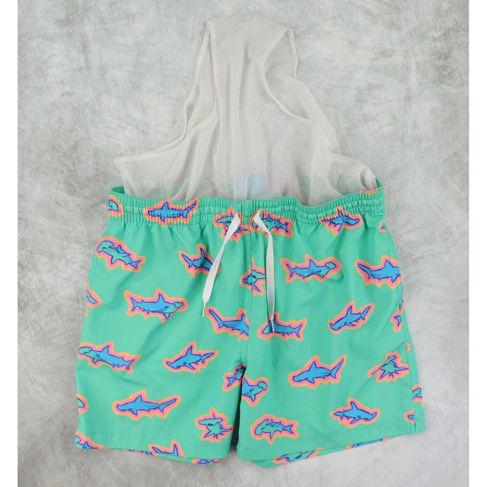 Chubbies The Apex Swimmers Trunks Mens Large Green Hammerhead Shark Print 5.5